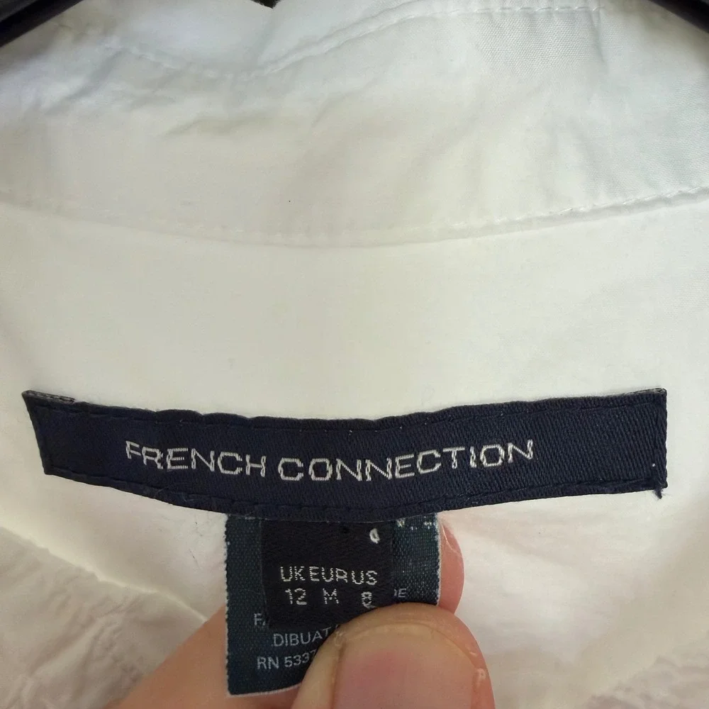Y2K‎ French Connection Babydoll Sleeveless Pleated Peplum Button Down Top Sz 8